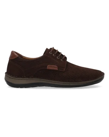 Pantofi casual din piele nubuc cu perforatii