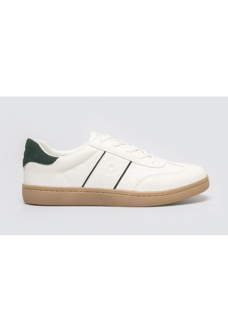 Pantofi sport din piele ecologica cu detalii contrastante, Alb