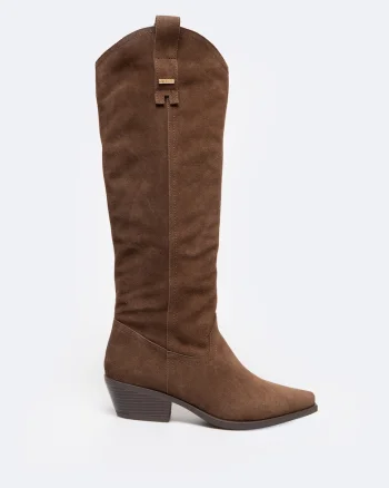 Cizme cowboy din piele intoarsa