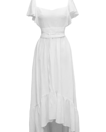 Rochie maxi cu decolteu pe umeri Palermo, Alb