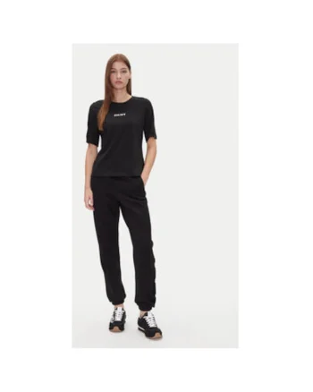 Tricou dama  P4JHBRJQ, Bumbac/Modal, Negru, Negru