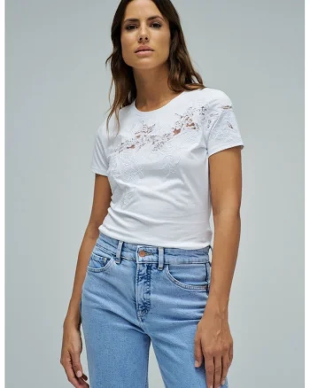 Tricou din bumbac cu broderie
