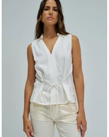 Bluza fara maneci din amestec de in