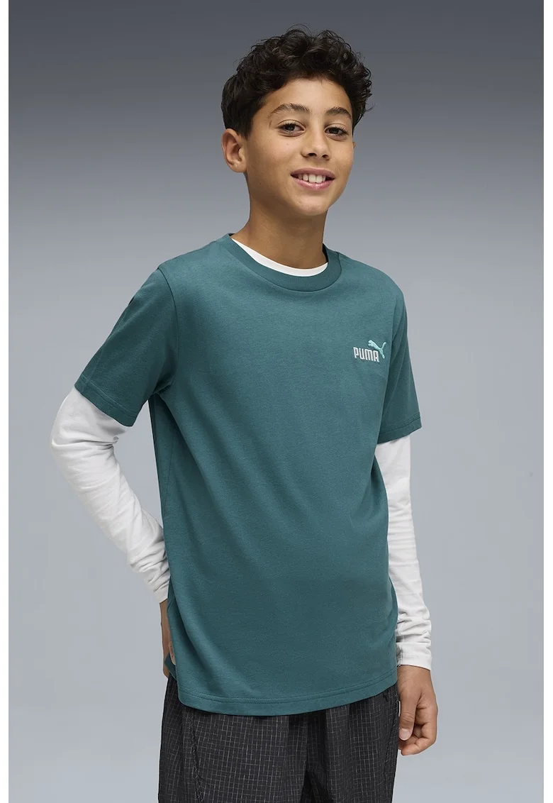 Tricou din bumbac cu logo pe piept, Albastru petrol