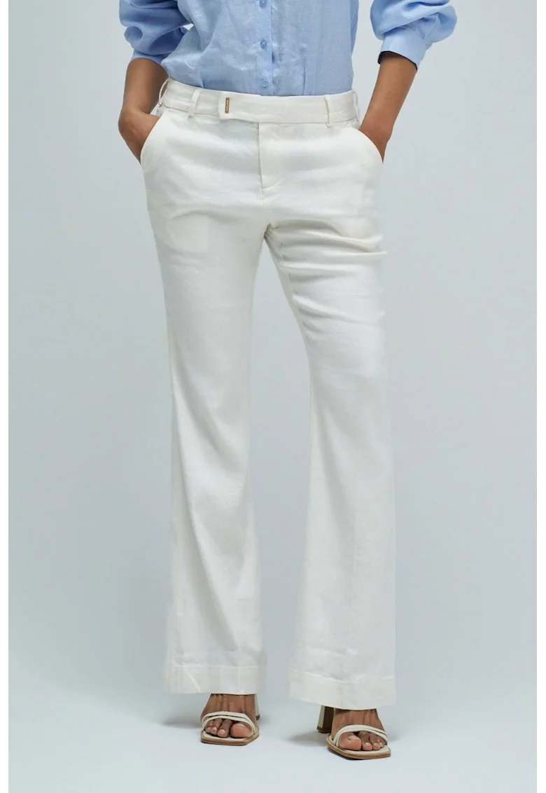 Pantaloni din amestec de in evazati cu curea
