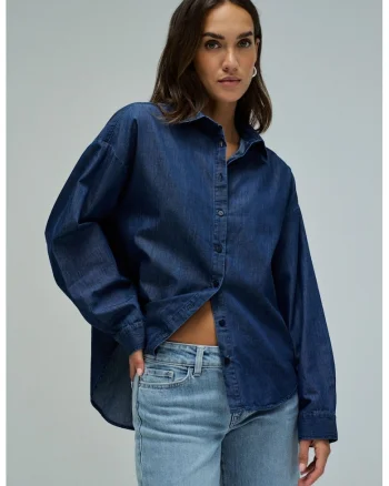 Camasa din denim cu crioala lejera