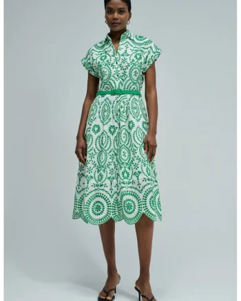 Rochie din bumbac tip camasa cu buzunare laterale