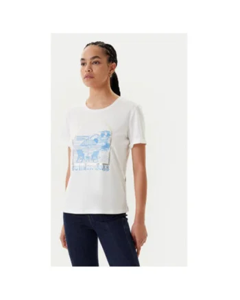 Tricou dama  251-DVIBES, Bumbac/Modal, Alb, Alb