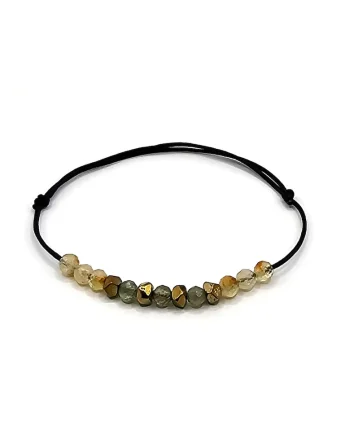 Bratara handmade zodia Leu,  Pietre Semipretioase Peridot, Citrin si Hematit, Negru