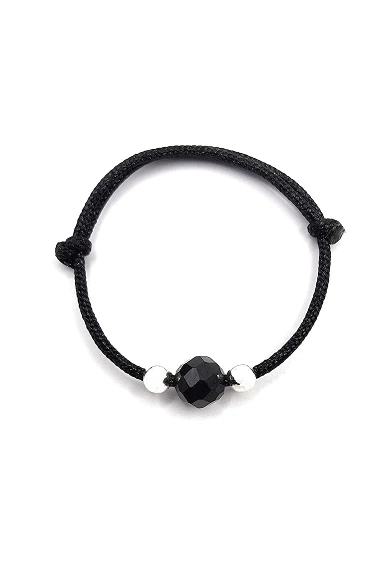 Inel handmade, ajustabil, din argint 925,  pietre sempretioase turmalina, negru