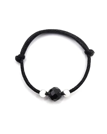 Inel handmade, ajustabil, din argint 925,  pietre sempretioase turmalina, negru