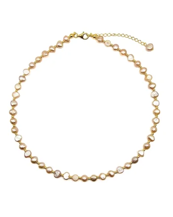 Colier handmade, ajustabil, din argint 925 placat aur 24k,  perle de cultura, multicolor, max. 44 cm