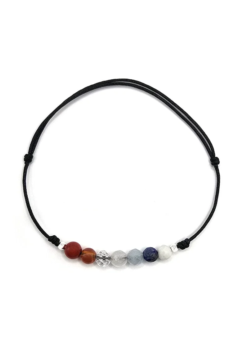 Bratara handmade, ajustabila, din argint 925,  pietre sempretioase, multicolor