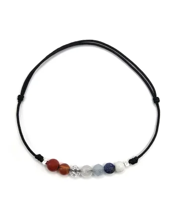 Bratara handmade, ajustabila, din argint 925,  pietre sempretioase, multicolor