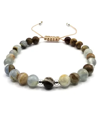 Bratara handmade, ajustabila,  din argint 925 si pietre semipretioase calcit, multicolor