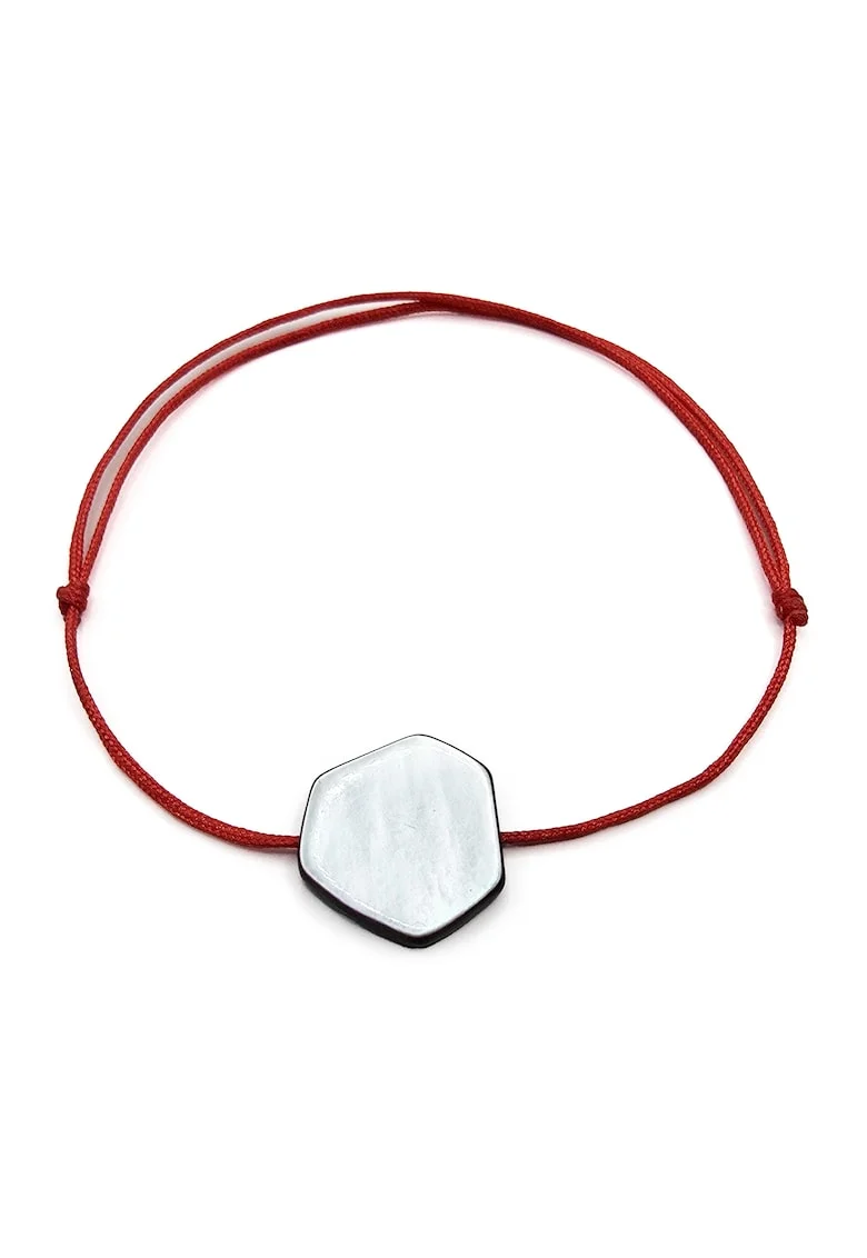 Bratara handmade, ajustabila,  piatra semipretioasa sidef, ideala martisor, rosu/alb