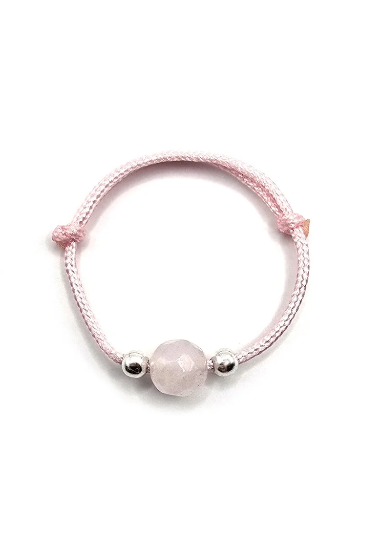 Inel handmade, ajustabil, din argint 925,  pietre sempretioase cuart, roz