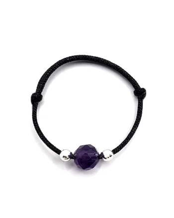 Inel handmade, ajustabil, din argint 925,  pietre sempretioase ametist, negru