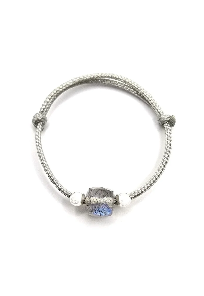 Inel handmade, ajustabil, din argint 925,  pietre sempretioase labradorit, gri