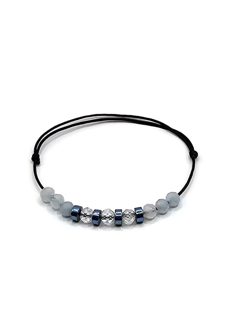 Bratara handmade, ajustabila, zodia Scorpion,  pietre semipretioase Topaz, Acvamarin si Hematit, negru
