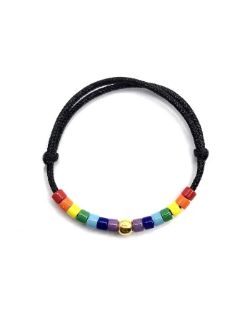 Inel ajustabil din argint 925 placat aur 24k,  margele Miyuki, negru, 1.60x2.20mm