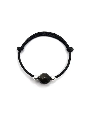 Inel handmade, ajustabil, din argint 925,  pietre sempretioase obsidian, multicolor