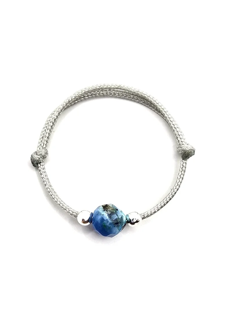 Inel handmade, ajustabil, din argint 925,  pietre sempretioase turcoaz, gri
