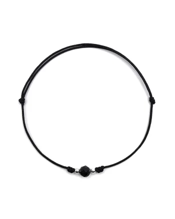 Bratara handmade, din argint 925,  ajustabila, cu piatra semipretioasa si snur de matase, 1 x bratara turmalina