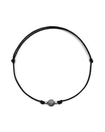 Bratara handmade, din argint 925,  ajustabila, cu piatra semipretioasa si snur de matase, 1 x bratara sodalit