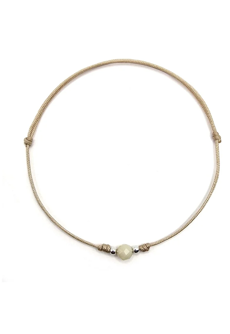 Bratara handmade, din argint 925,  ajustabila, cu piatra semipretioasa si snur de matase, 1 x bratara opal