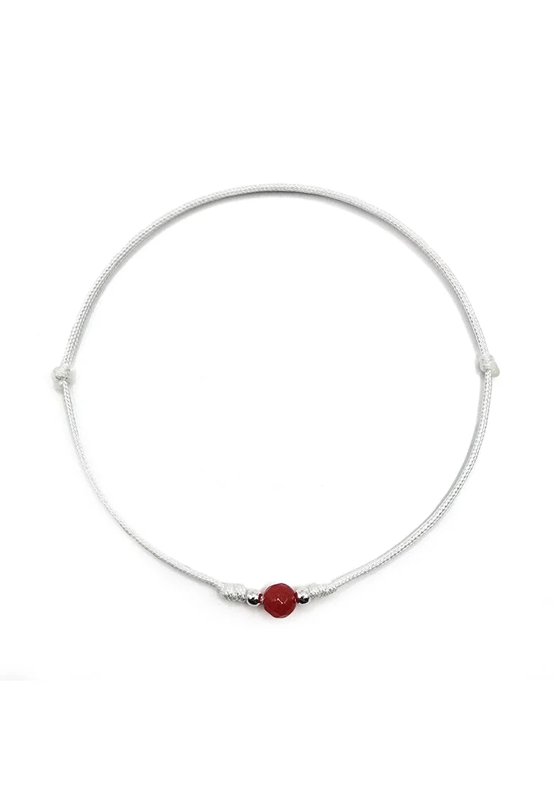 Bratara handmade, din argint 925,  ajustabila, cu piatra semipretioasa si snur de matase, 1 x bratara jad