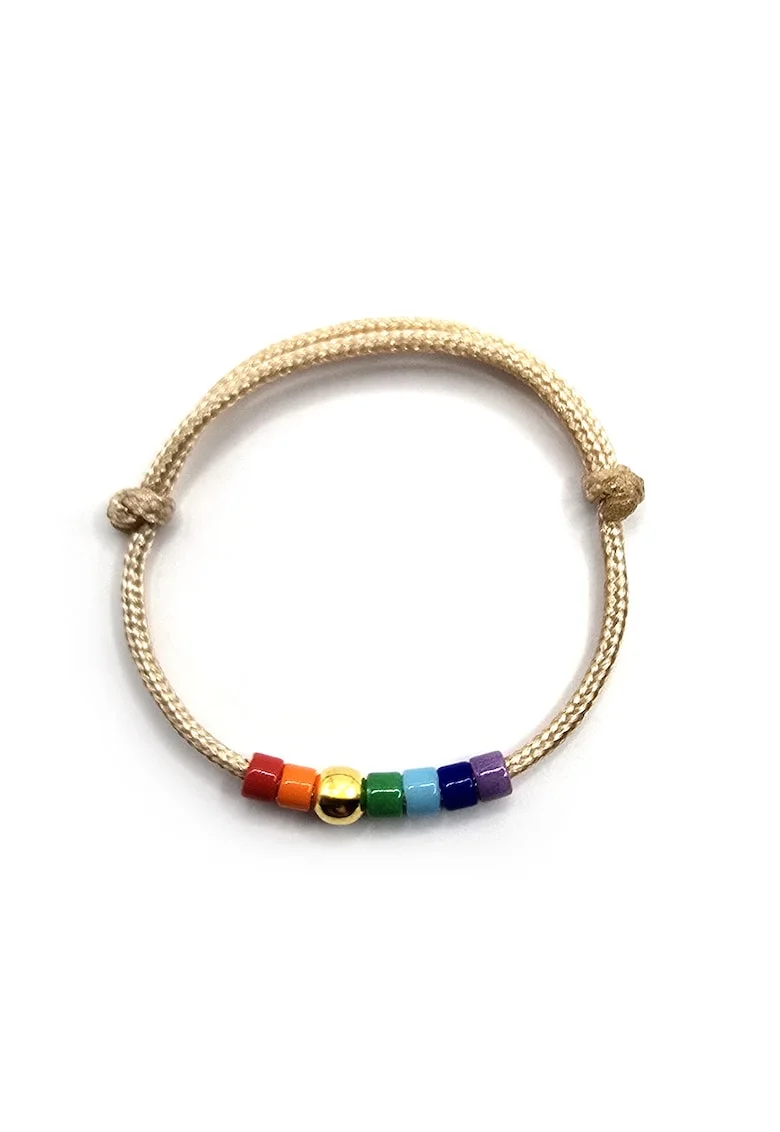Inel ajustabil din argint 925 placat aur 24k,  margele Miyuki, Bej