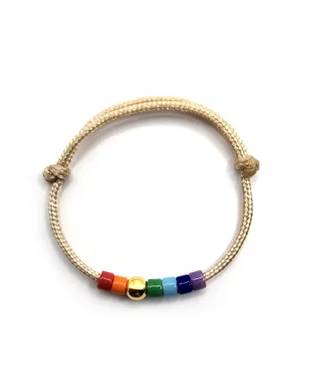 Inel ajustabil din argint 925 placat aur 24k,  margele Miyuki, Bej