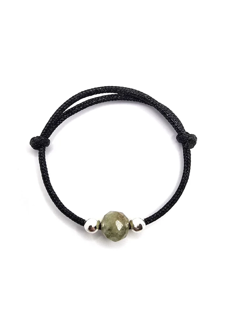 Inel handmade, ajustabil, din argint 925,  pietre sempretioase peridot, negru