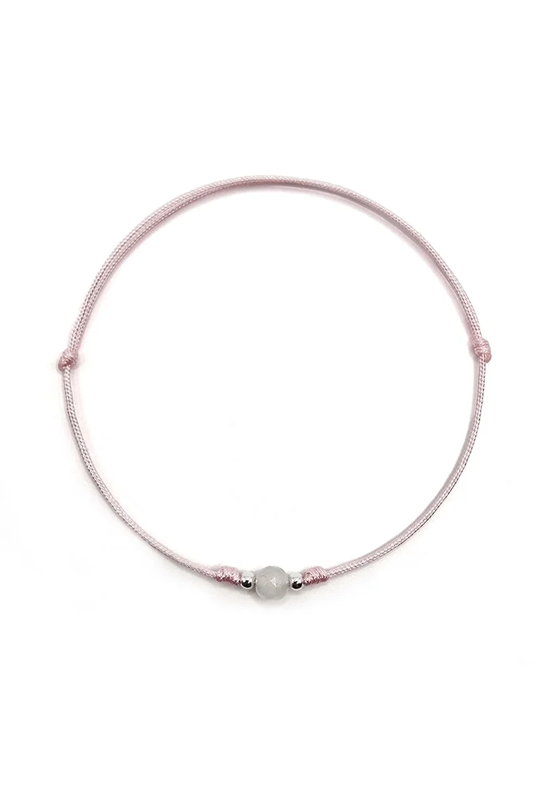 Bratara handmade, din argint 925,  ajustabila, cu piatra semipretioasa si snur de matase, 1 x bratara cuart
