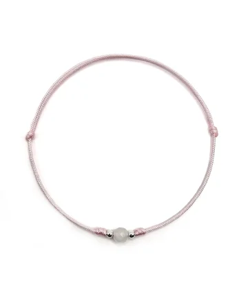 Bratara handmade, din argint 925,  ajustabila, cu piatra semipretioasa si snur de matase, 1 x bratara cuart