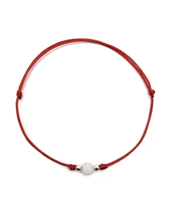 Bratara handmade, din argint 925,  ajustabila, cu piatra semipretioasa si snur de matase, 1 x bratara jad alb