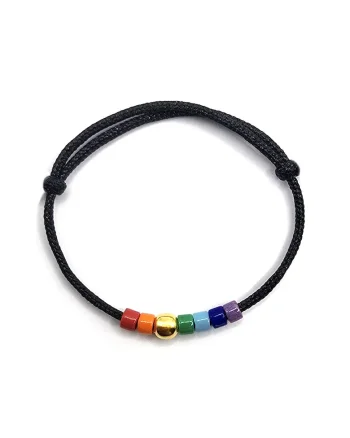 Inel ajustabil din argint 925 placat aur 24k,  margele Miyuki, Negru