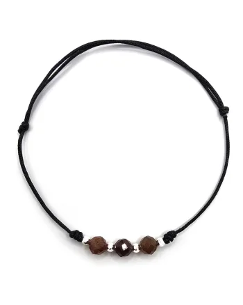 Bratara handmade, ajustabila, din argint 925,  pietre sempretioase granat, negru