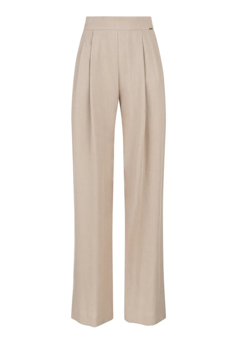 Pantaloni din amestec de in cu croiala lejera
