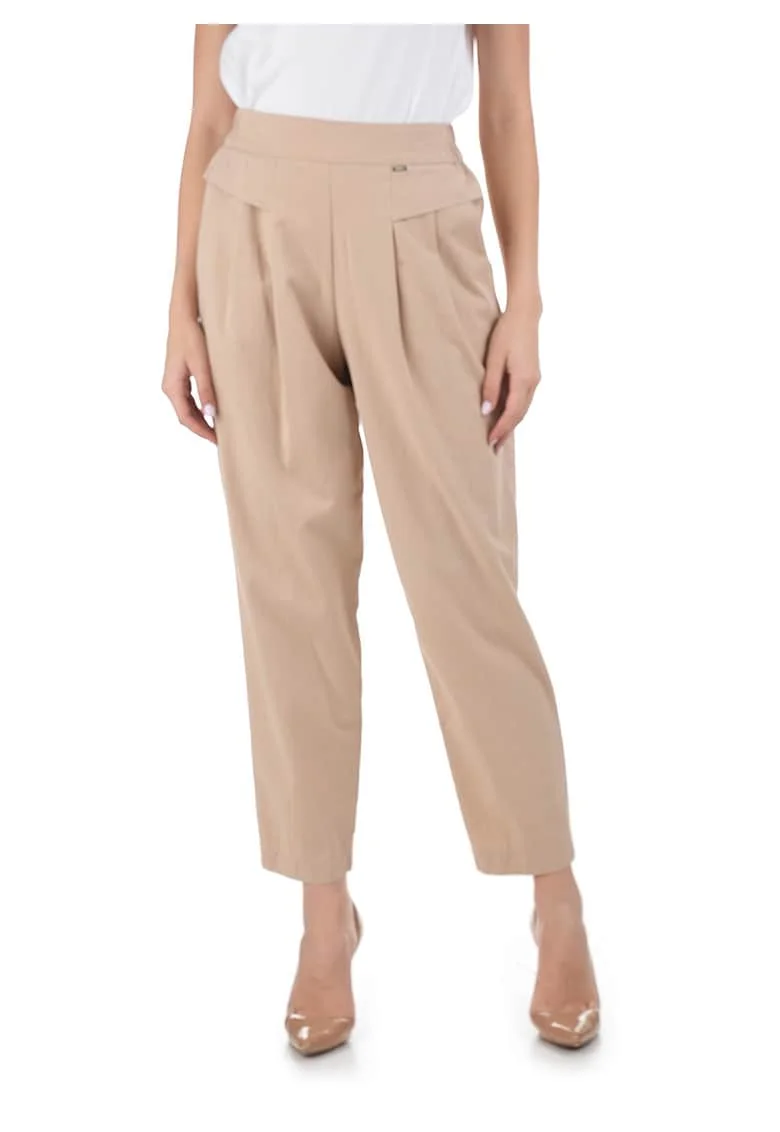 Pantaloni conici crop cu pense