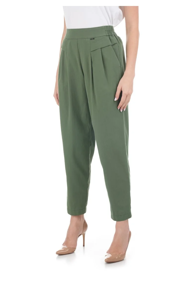 Pantaloni conici din bumbac cu buzunare laterale