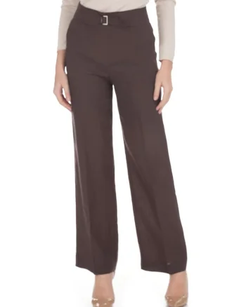 Pantaloni drepti din in cu buzunare laterale