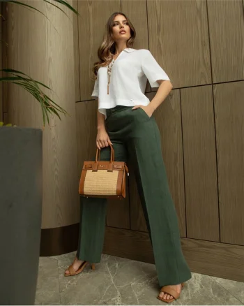 Pantaloni drepti din in
