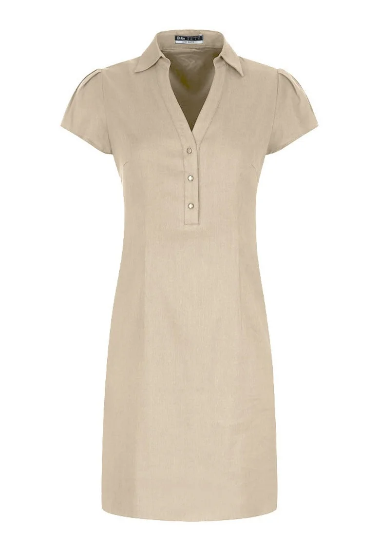 Rochie din in cu maneci scurte