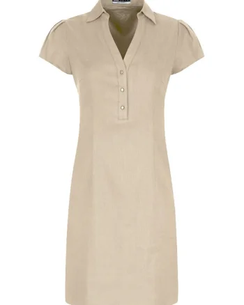 Rochie din in cu maneci scurte