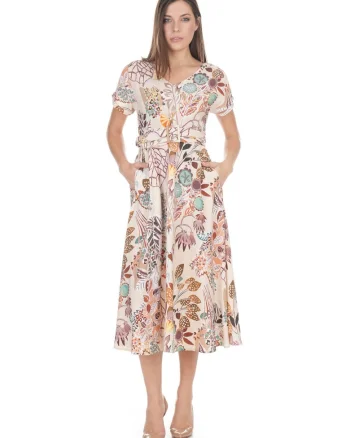 Rochie cu decolteu in V si imprimeu