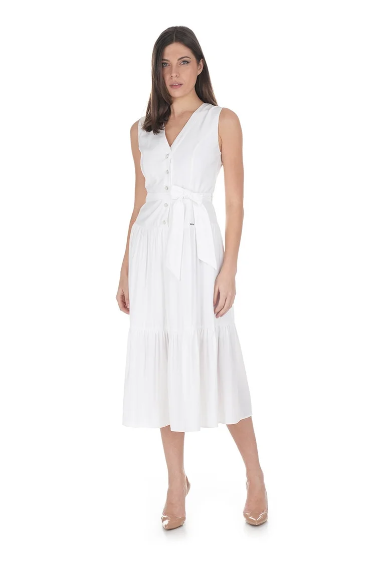 Rochie evazata cu cordon in talie