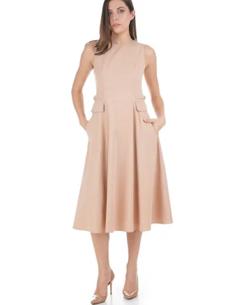 Rochie evazata din bumbac cu buzunare decorative