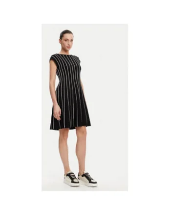 Rochie dama  DD4J8E21, Rayon/Nylon, Negru, Negru
